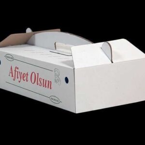 Baskılı Beyaz Lahmacun Kutusu 39.5x20x10 cm