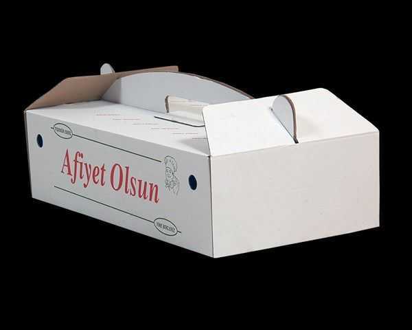 Baskılı Beyaz Lahmacun Kutusu 39.5x20x10 cm